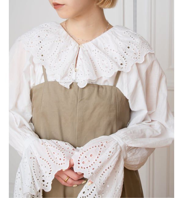 IENA LA BOUCLE シアーフリルブラウス