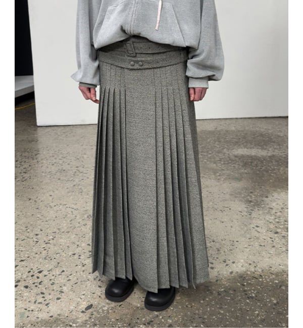 【エディフィス/EDIFICE】 【Geek Office / ギークオフィス】OPEN YY Woven DOUBLE BELTED MAXI SKIRT