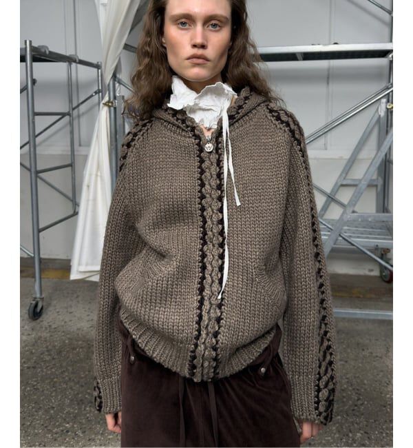 ファッションメンズなら|【エディフィス/EDIFICE】 【Geek Office / ギークオフィス】OPEN YY Knitted STITCH ZIP UP KNIT HOOD