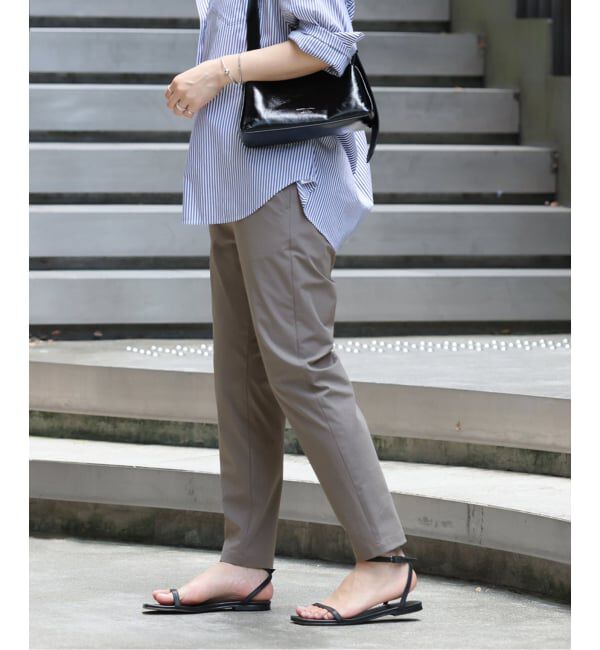 《追加4》【撥水/接触冷感/洗える/UV】リネンナイロンストレッチテーパードパンツ
