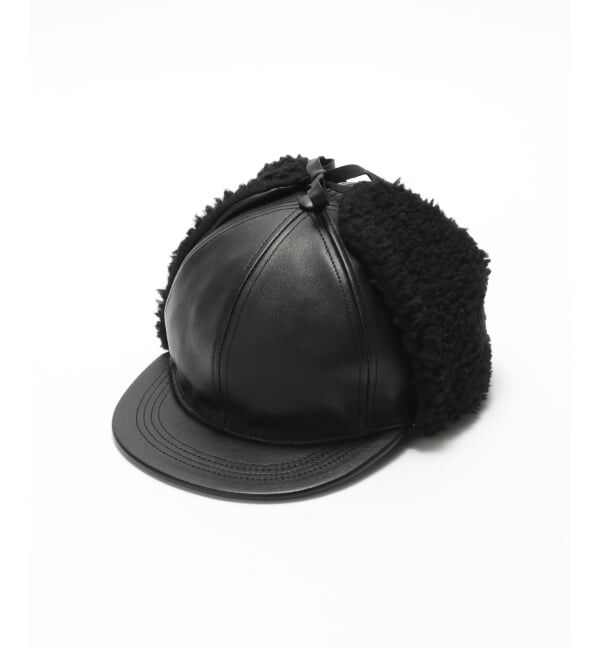 【ジャーナルスタンダード/JOURNAL STANDARD】 Winner Cap×JOURNAL STANDARD Earflap Black Lambskin