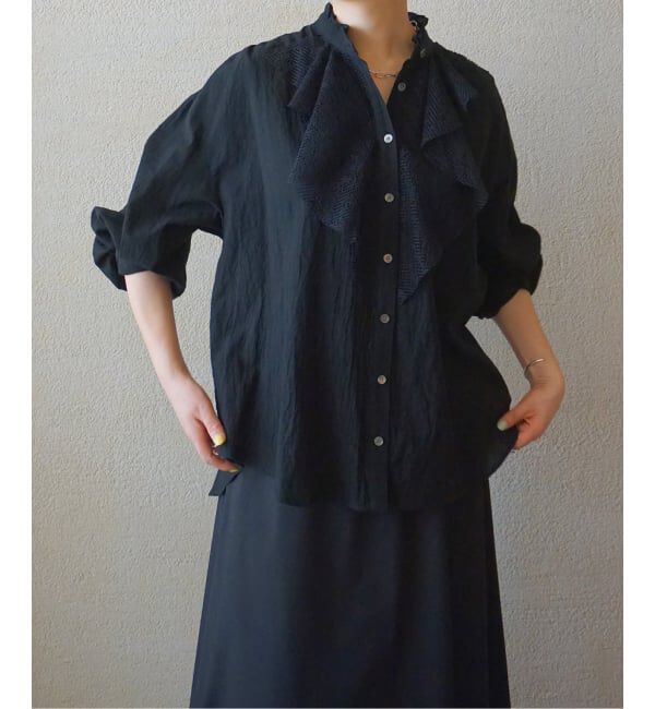 ラッフルフリルレースブラウス