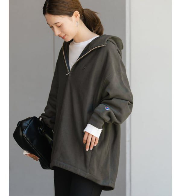【スピック＆スパン/Spick & Span】 Champion 別注REVERSE WEAVE11.5OZフードハーフジップドロストプルオーバー