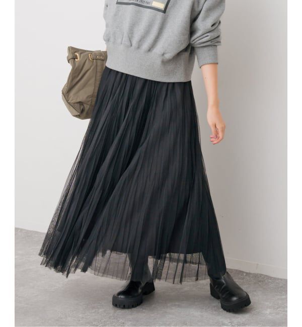 【スピック＆スパン/Spick & Span】 ランダムチュールプリーツスカート