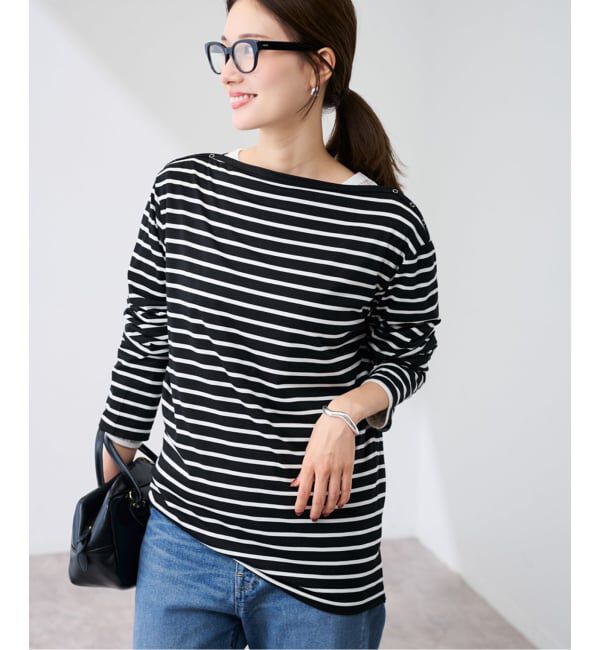 ファッションメンズお薦め|【スピック＆スパン/Spick & Span】 ショルダースナップボーダーTee