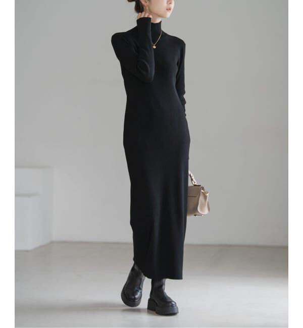 【スピック＆スパン/Spick & Span】 RY/PLリブハイネックロングワンピース