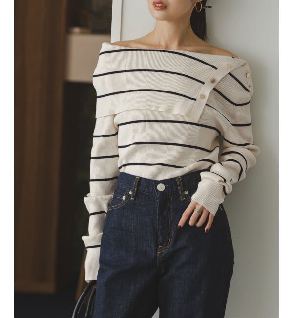【スピック＆スパン/Spick & Span】 《WEB限定追加》ショルダーボタンタイトリブニット