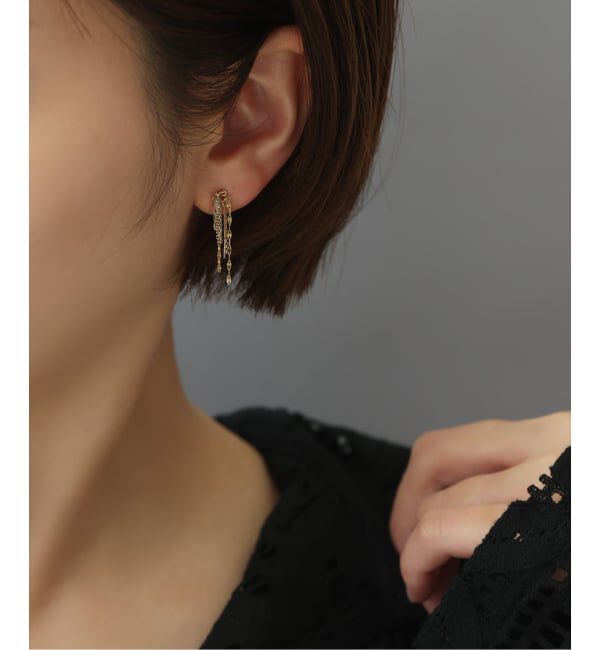 【スピック＆スパン/Spick & Span】 フリンジミックスチェーンピアス K10（両耳）