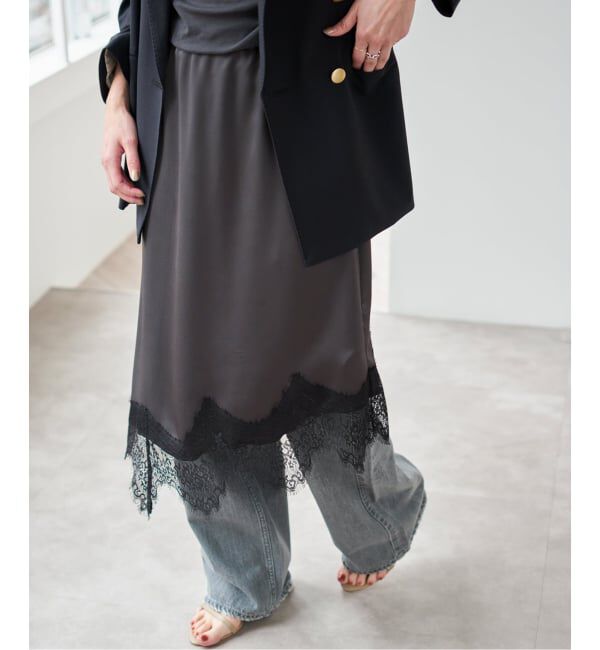 【スピック＆スパン/Spick & Span】 《予約》レースサテンスカート