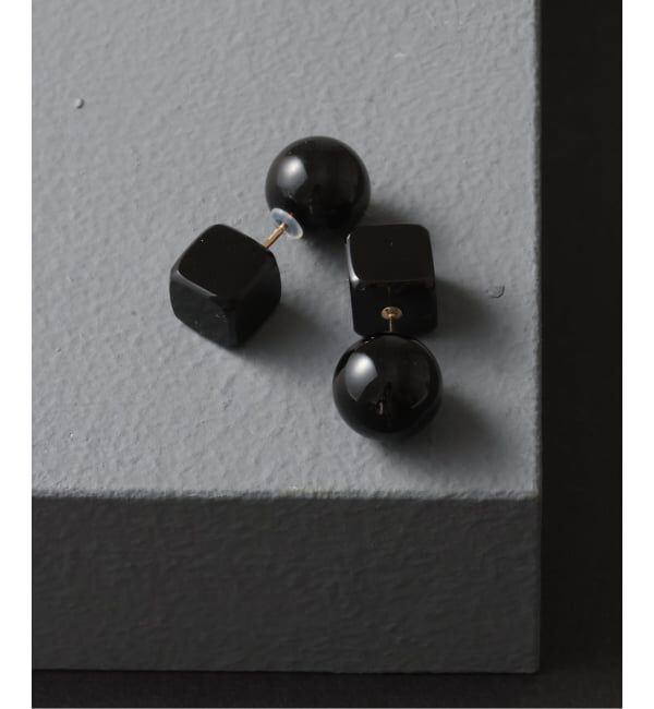 【スピック＆スパン/Spick & Span】 ラウンド*キューブカラーストーンピアス K10（両耳）