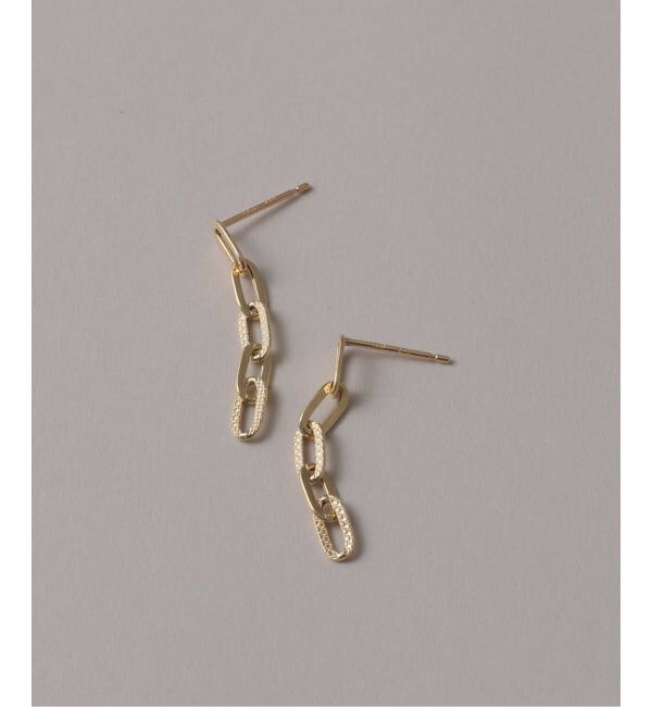 【スピック＆スパン/Spick & Span】 プレイドクリップチェーンピアス K10（両耳）