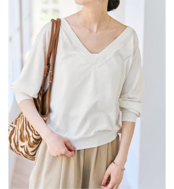 【新品】 リエス 綿シルクVネックビッグドルマンニット ライトベージュ 綿シルクVネックビッグドルマンニット（Liesse）｜ルミネの