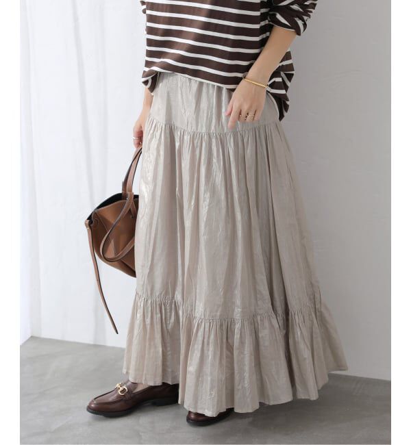 【ラ　トータリテ/La Totalite】 【洗える】ローン箔加工ティアードスカート