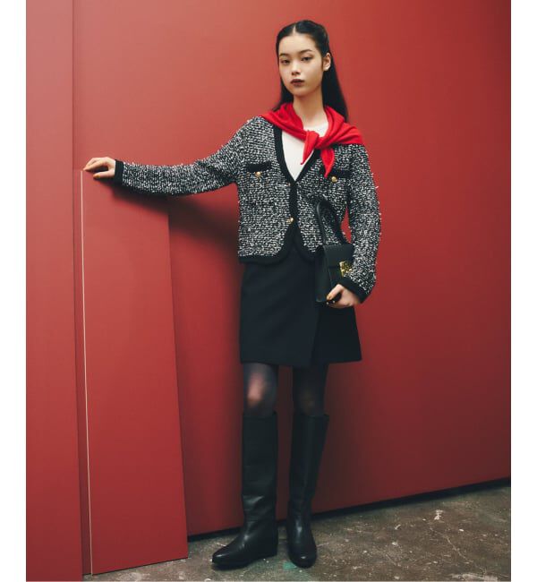 【ラ　トータリテ/La Totalite】 Vネックツイードカーディガン