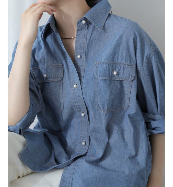 【ラ　トータリテ/La Totalite】 【洗える】パールダンガリーシャツ