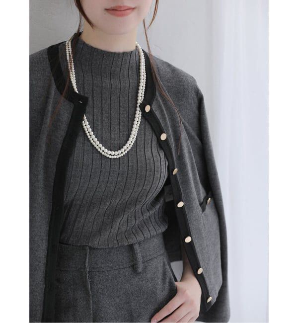 【ラ　トータリテ/La Totalite】 《追加》【洗える】バイカラーアンサンブルカーディガン