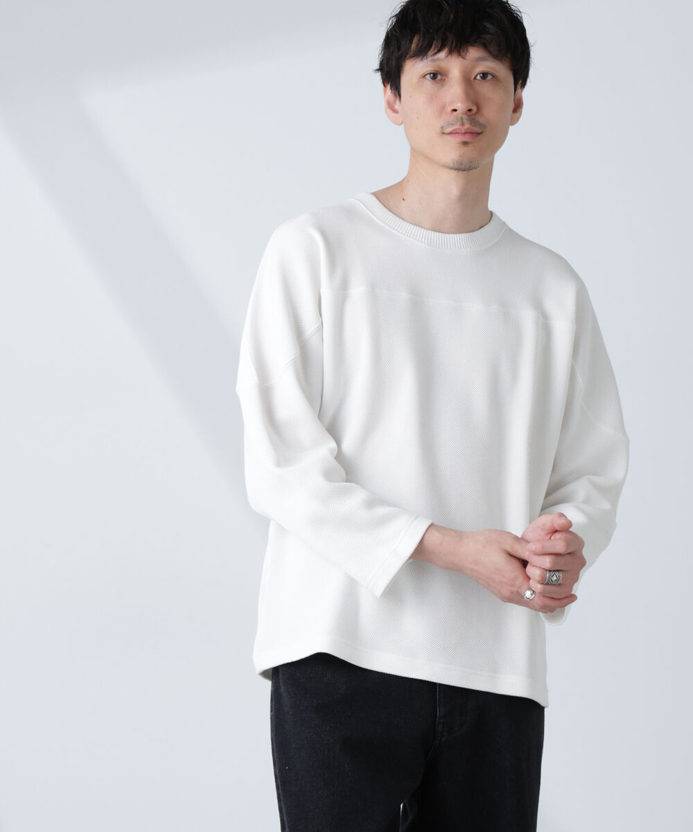 【ナノ・ユニバース/NANO universe】 変形ハニカムジャガードフットボールTシャツ