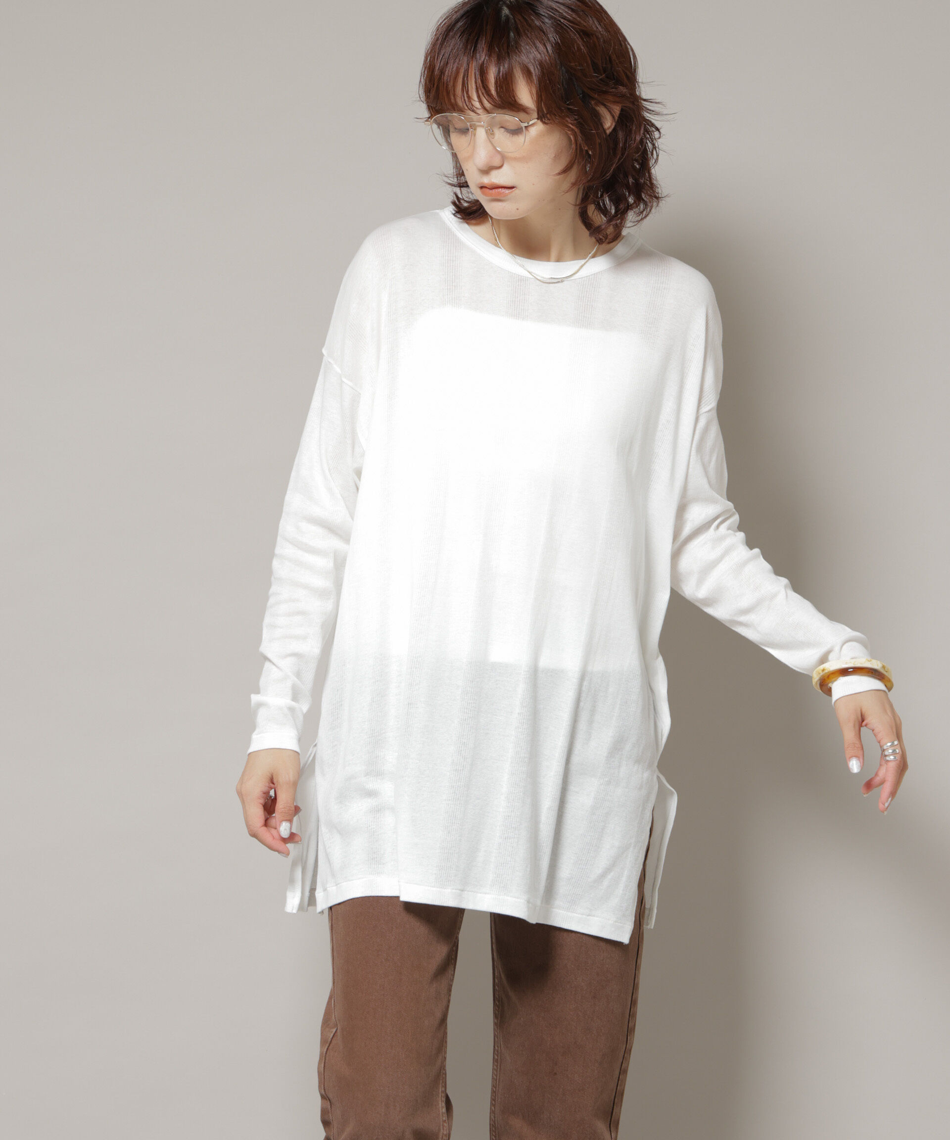 人気ファッションメンズ|【ナノ・ユニバース/NANO universe】 Robert P. Miller/Light Prib Crew L/S tee