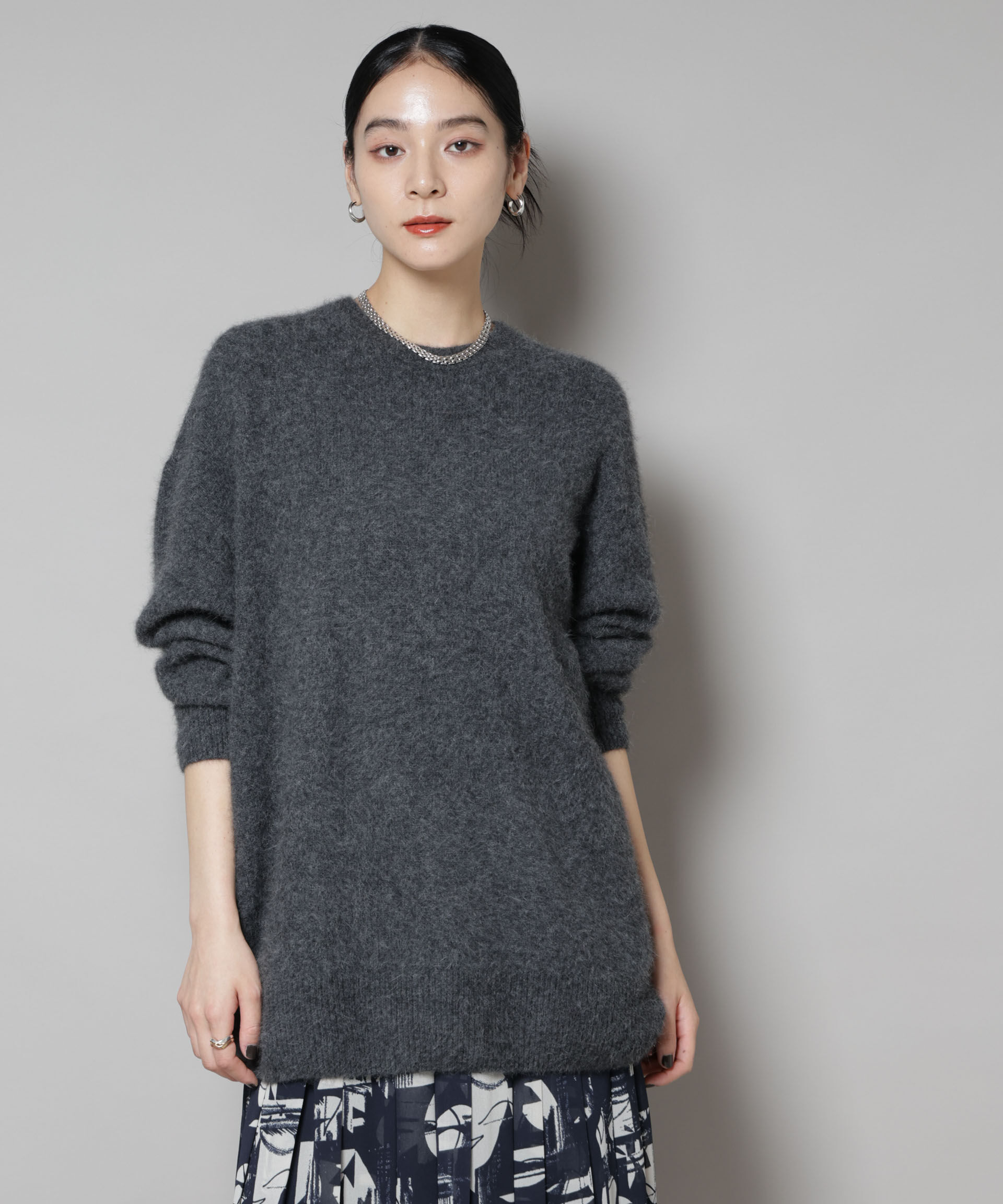 【ナノ・ユニバース/NANO universe】 ウォッシャブルフォックスクルーワイドニットプルオーバー