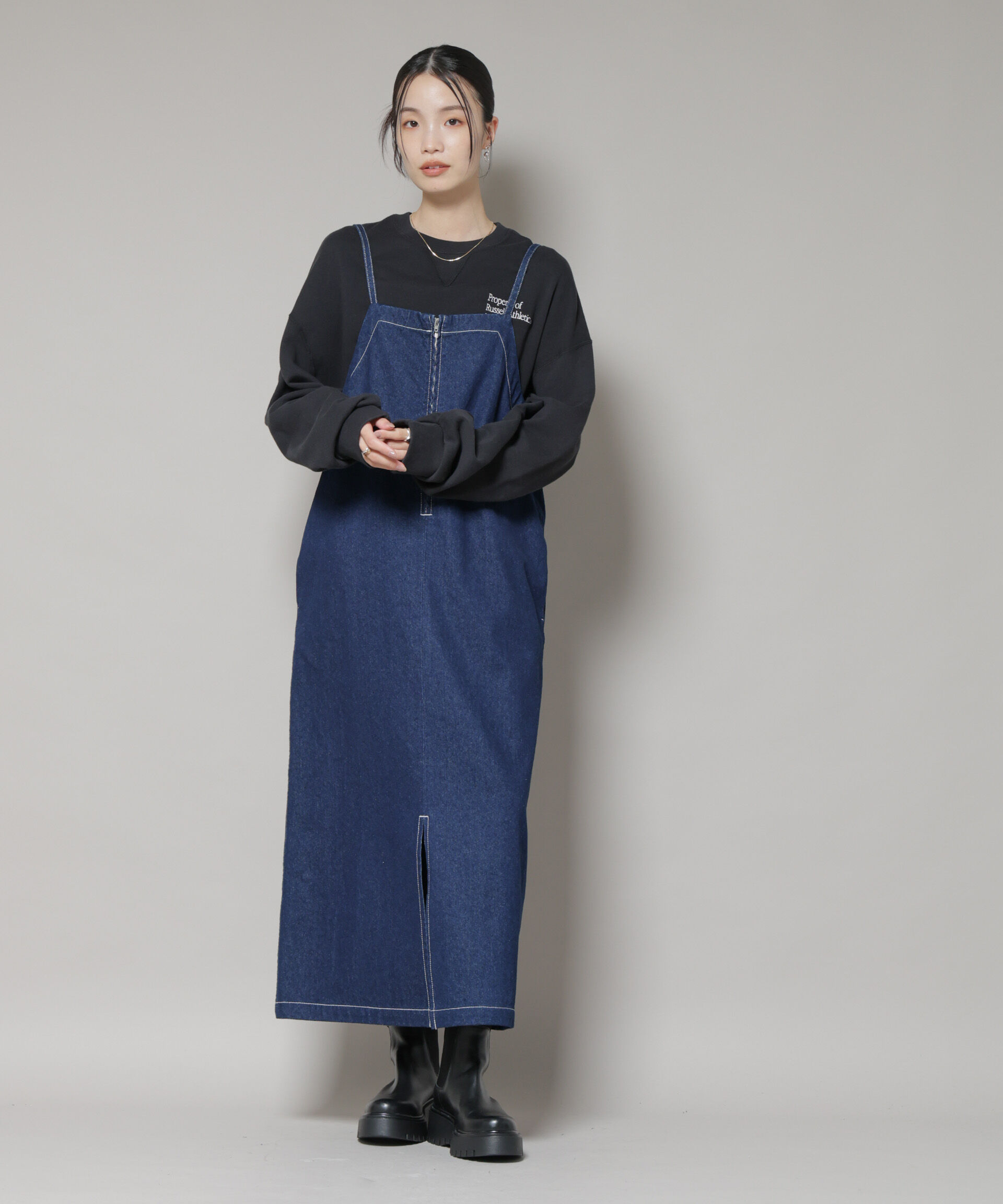 【ナノ・ユニバース/NANO universe】 前後2wayデニムキャミソールワンピース