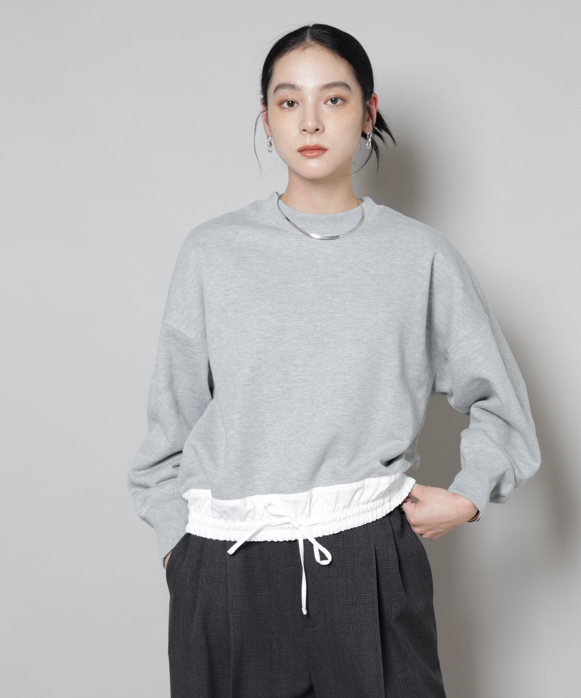 モテ系メンズファッション|【ナノ・ユニバース/NANO universe】 ブロード切替クルーネック裏毛トップス