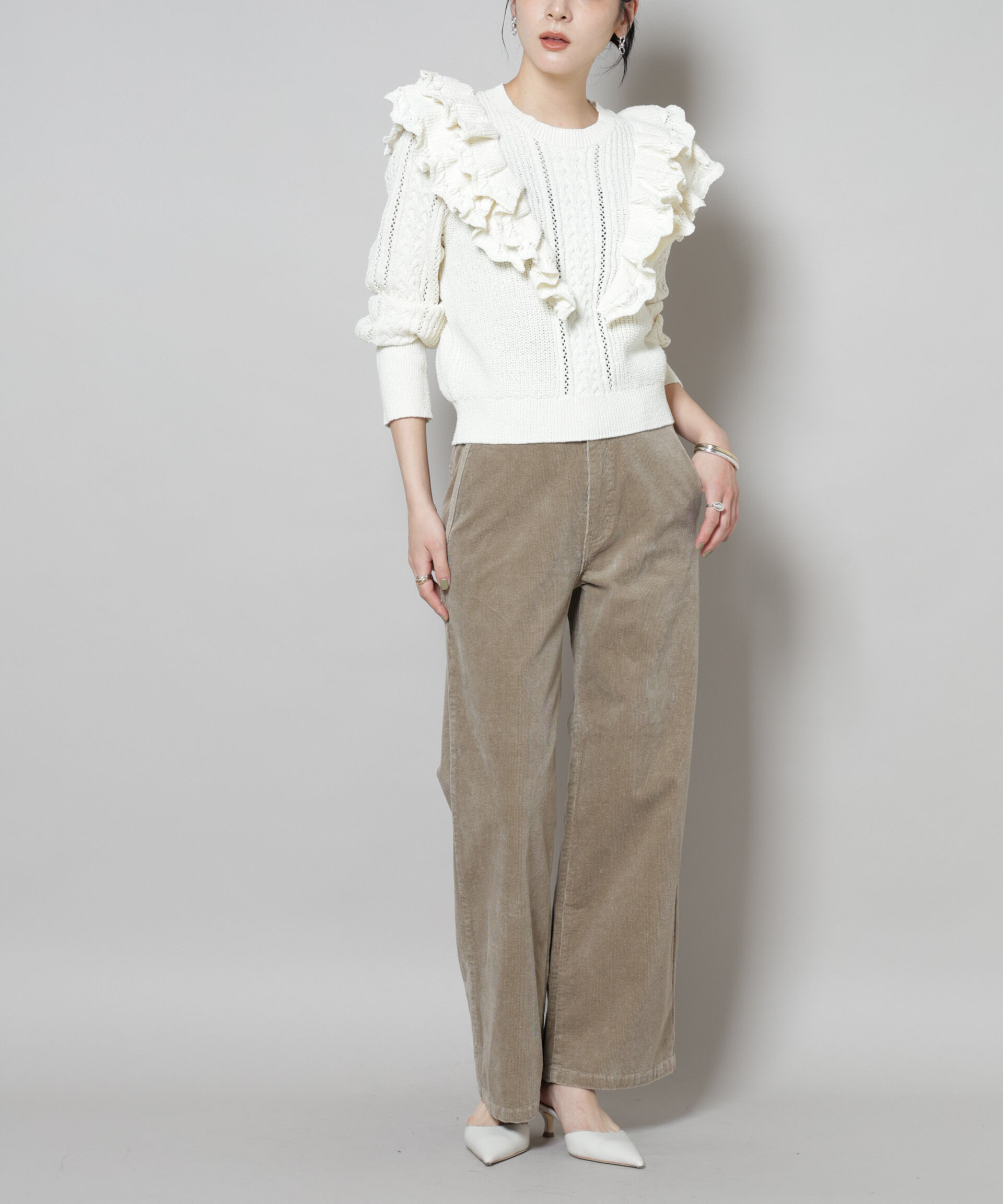 【ナノ・ユニバース/NANO universe】 コーデュロイワイドパンツ