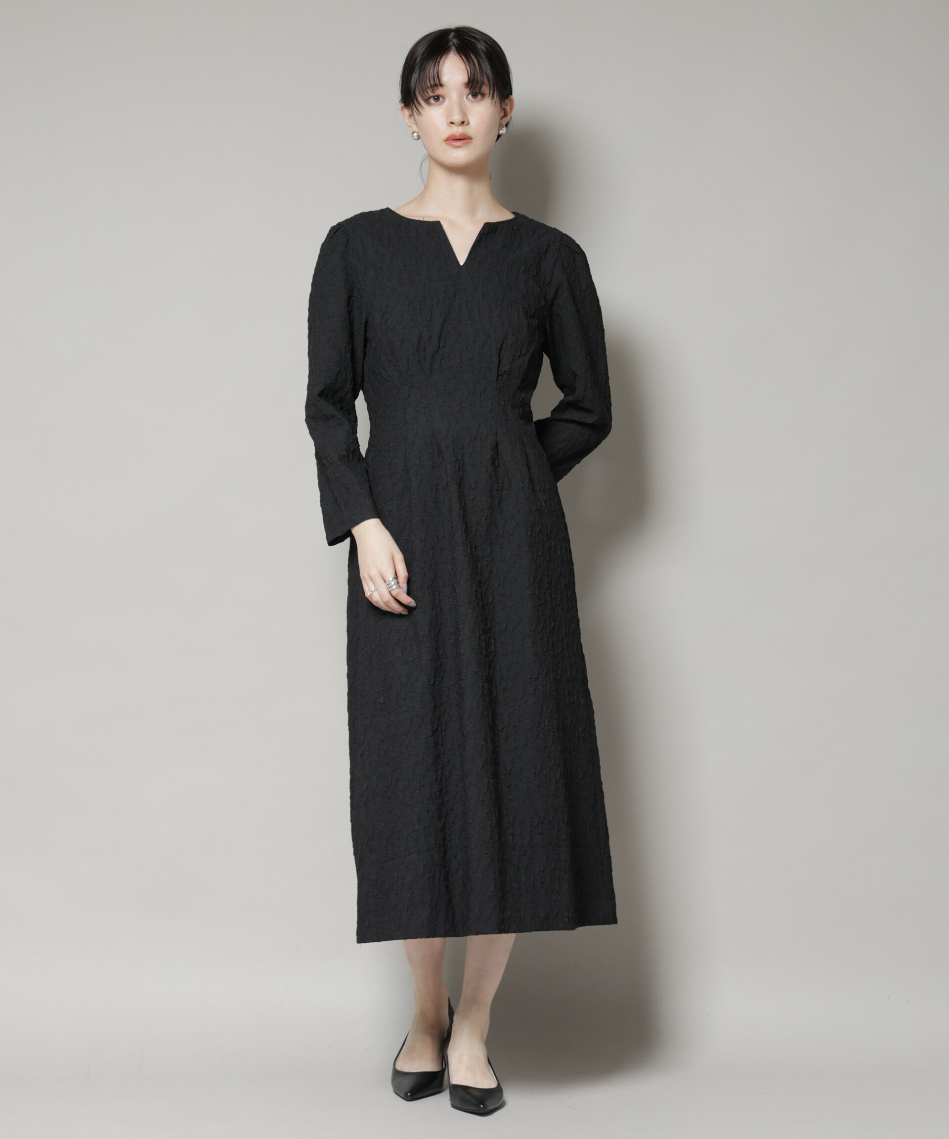 【ナノ・ユニバース/NANO universe】 troisieme chaco/PUFFY JACQUARD ワンピース