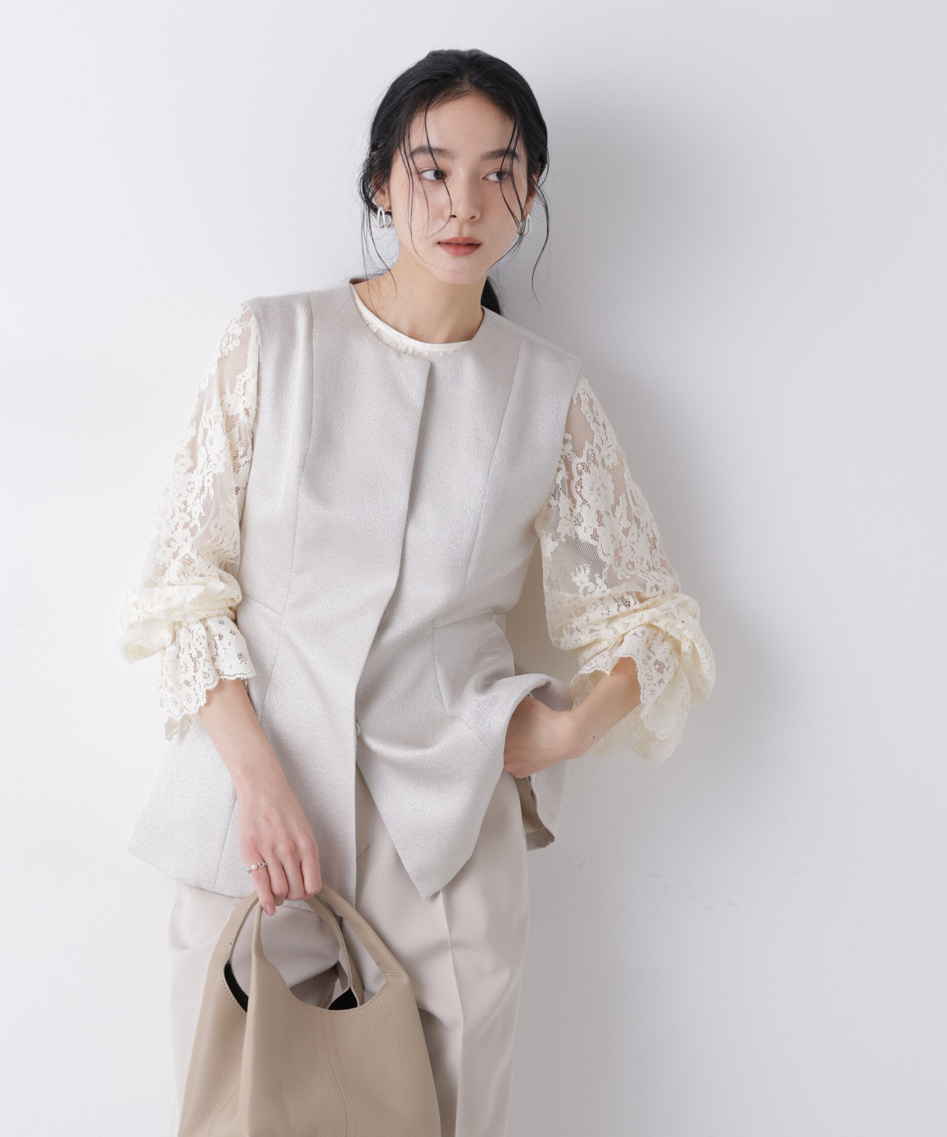 【ナノ・ユニバース/NANO universe】 ジャガードペプラムジレ(セットアップ可)