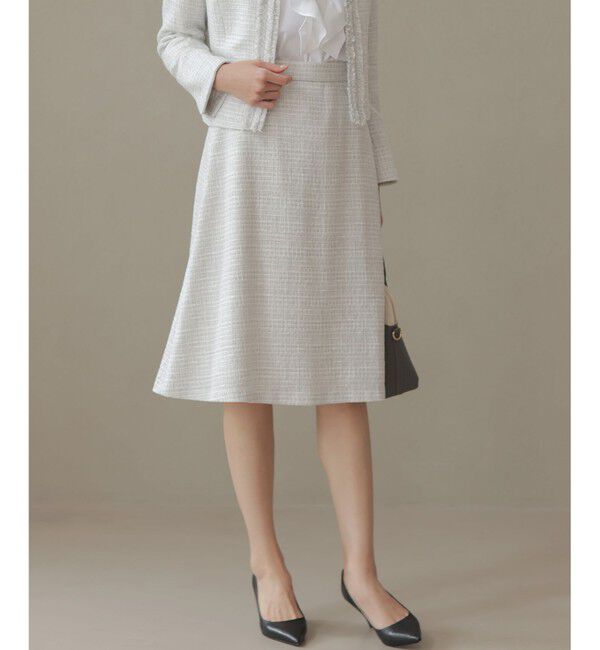 【クミキョク/組曲】 【KUMIKYOKU NAVY】ラメループモールツイード フレアスカート