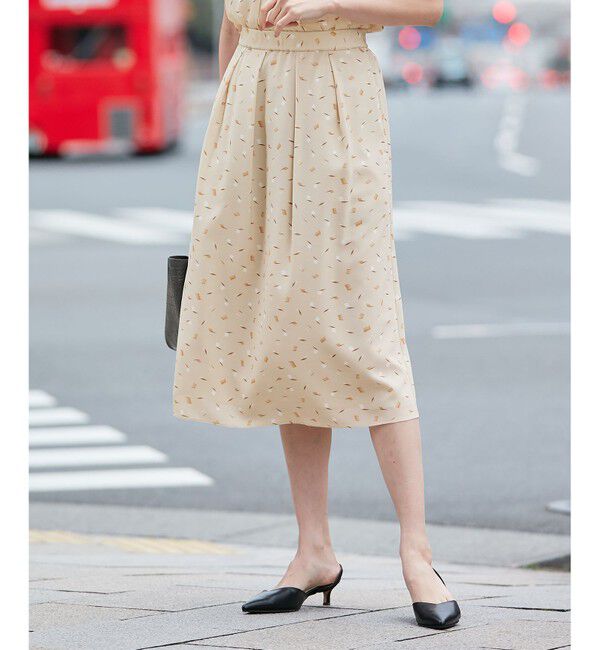 【ジユウク/自由区】 【洗える・XSサイズあり】ブラッシュドシャドープリント スカート