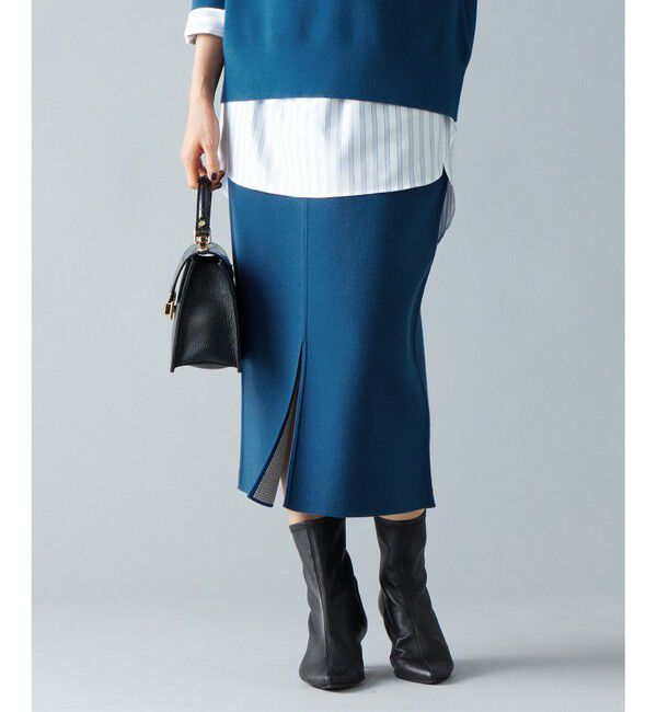 【ジユウク/自由区】 【リバーシブル・セットアップ対応・洗える】レーヨンストレッチリバーシブルニット スカート