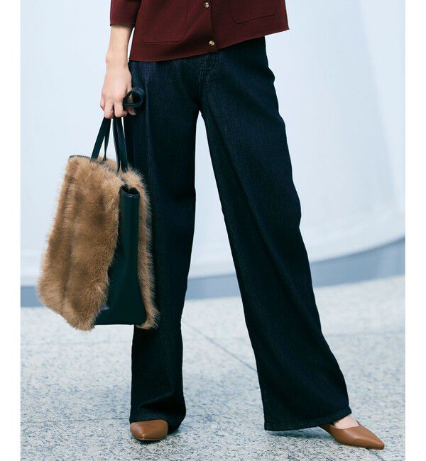 【ジユウク/自由区】 【洗える】ウスカルデニムワイドストレート パンツ