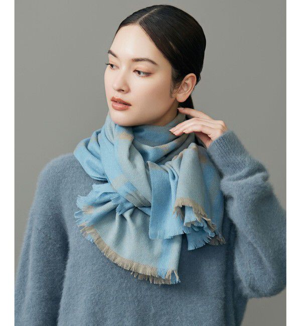 【ジユウク/自由区】 バイカラーチェック ストール