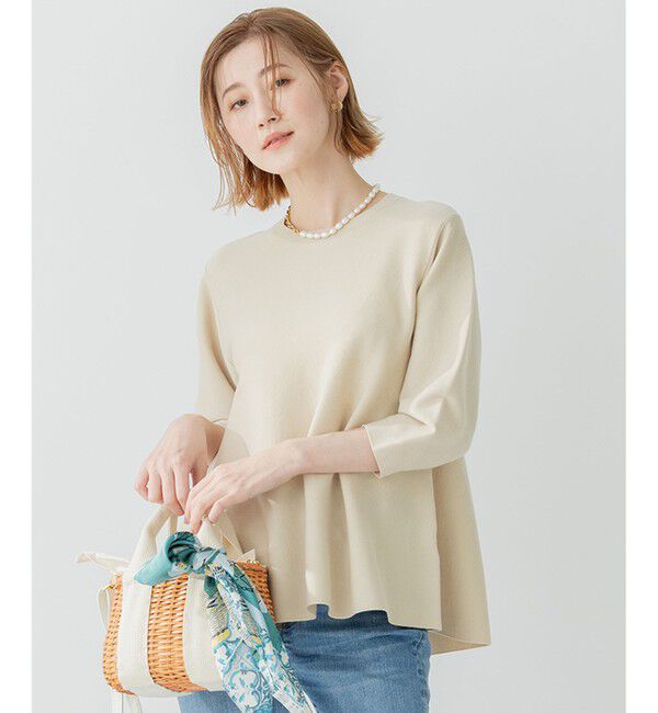 【ニジュウサンク/23区】 【洗える】テンセルストレッチ フレア ニット