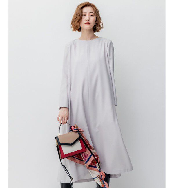 【ニジュウサンク/23区】 ウールジョーゼット Aライン ワンピース