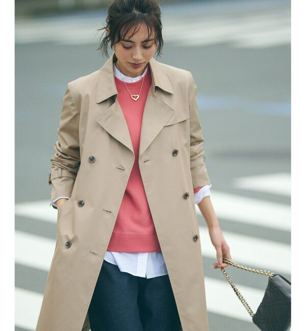 【ニジュウサンク/23区】 コットンポリエステルギャバジン ロング トレンチコート