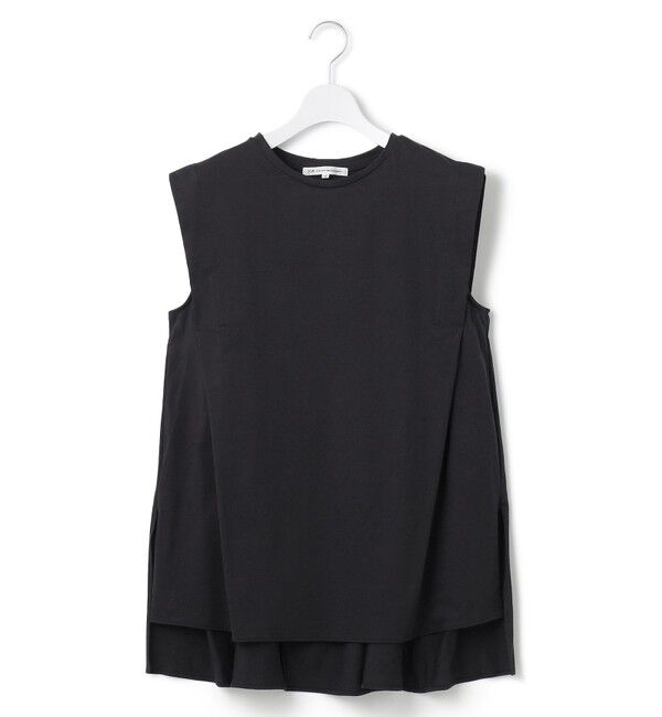 【ニジュウサンク/23区】 【洗える】コンパクトヤーン フレアデザイン ノースリーブ カットソー