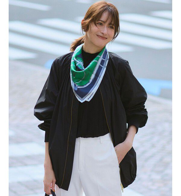 【ニジュウサンク/23区】 【撥水加工】ソフトメモリータフタ ミドル丈 ブルゾン