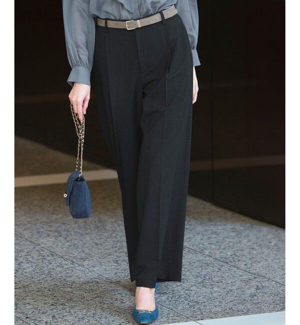 【ニジュウサンク/23区】 【洗える】TWマットクロス タック ワイド パンツ