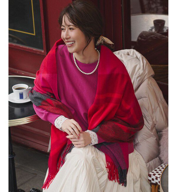 【ニジュウサンク/23区】 【VERY掲載】カシミヤ チェック ストール