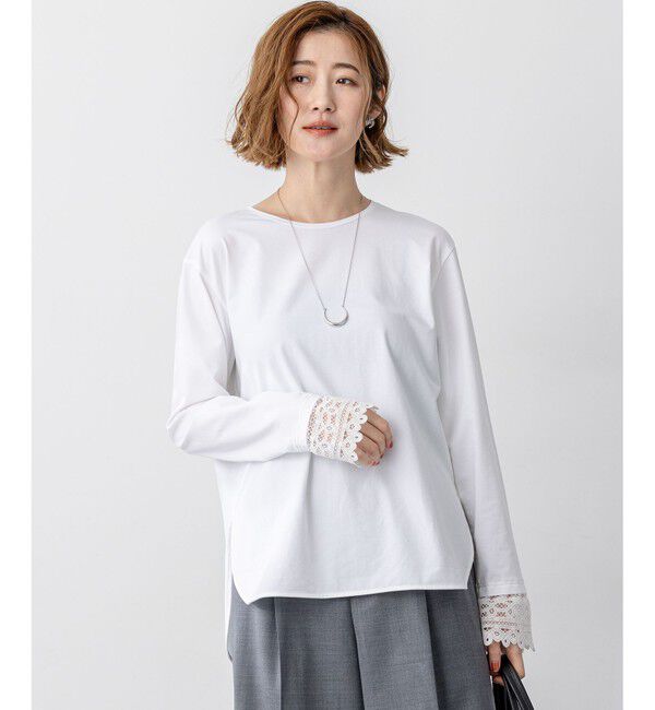 メンズファッションなら|【ニジュウサンク/23区】 【洗える】ナチュラルコットンベア レースレイヤード カットソー