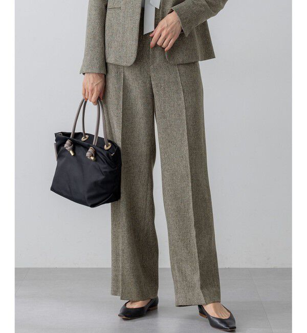 【ニジュウサンク/23区】 【洗える/セットアップ対応】ウールライクカルゼ ワイド パンツ