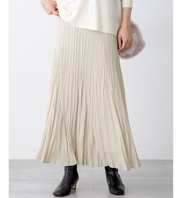【ニジュウサンク/23区】 【洗える】クラッシュ プリーツ ジョーゼット スカート