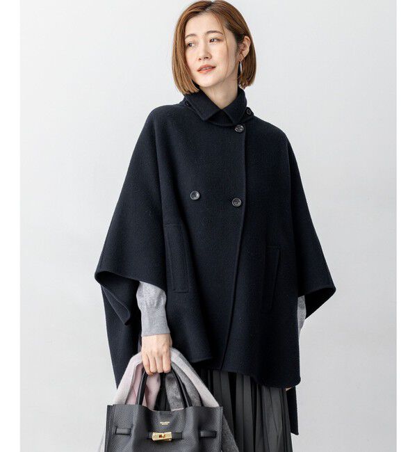 【ニジュウサンク/23区】 【見上愛さん着用/Oggi11月号掲載】ウールライトリバー ポンチョシルエット コート