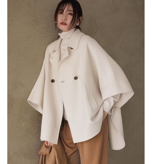 ファッションメンズなら|【ニジュウサンク/23区】 【見上愛さん着用/Oggi12月号掲載】ウールライトリバー ポンチョシルエット コート