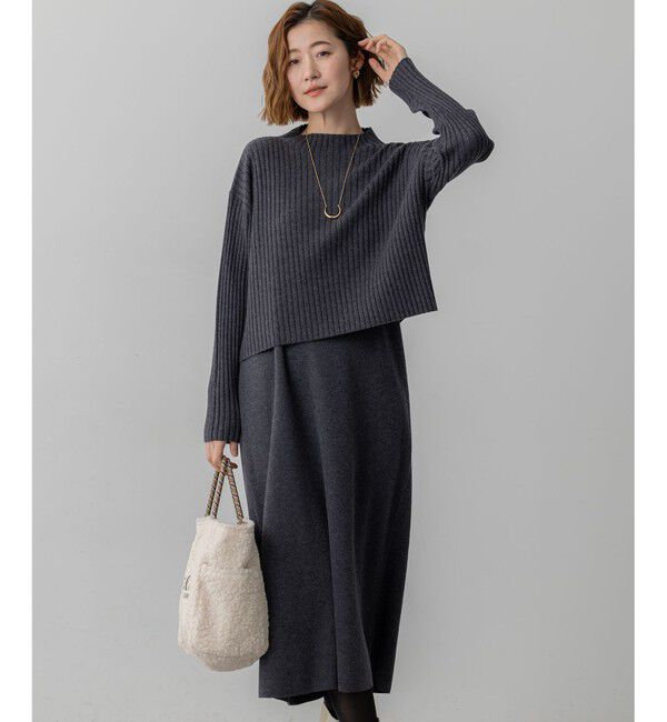 【ニジュウサンク/23区】 【洗える】レイヤードニットツイン ワンピース