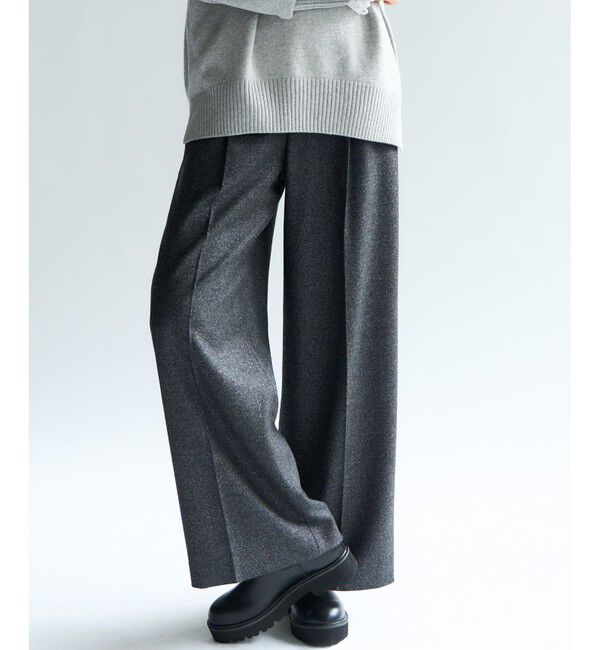 【ニジュウサンク/23区】 ラメミックスツイード タック ワイド パンツ