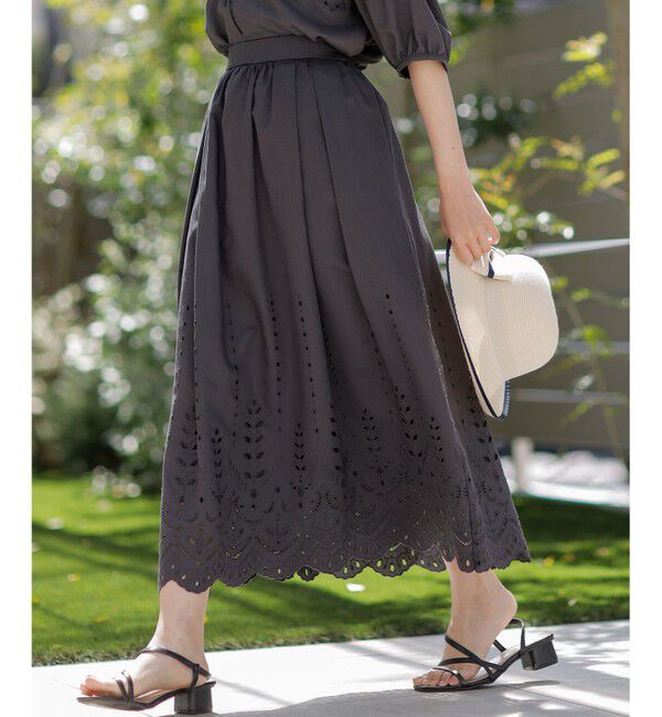 【エニィスィス/ANY SIS】 【洗える】カットワークエンブロイダリー スカート