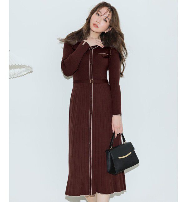 【エニィスィス/ANY SIS】 【洗える】バイカラーデザインニット ワンピース