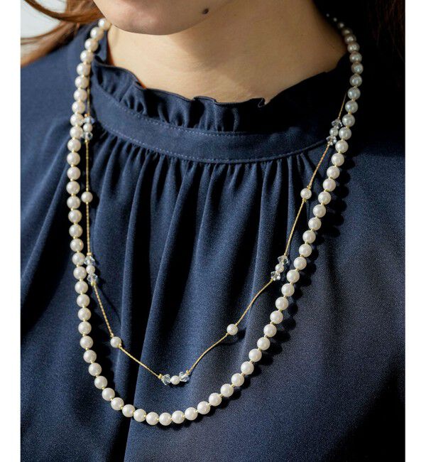 【エニィスィス/ANY SIS】 ジュエルパール調2連 ネックレス